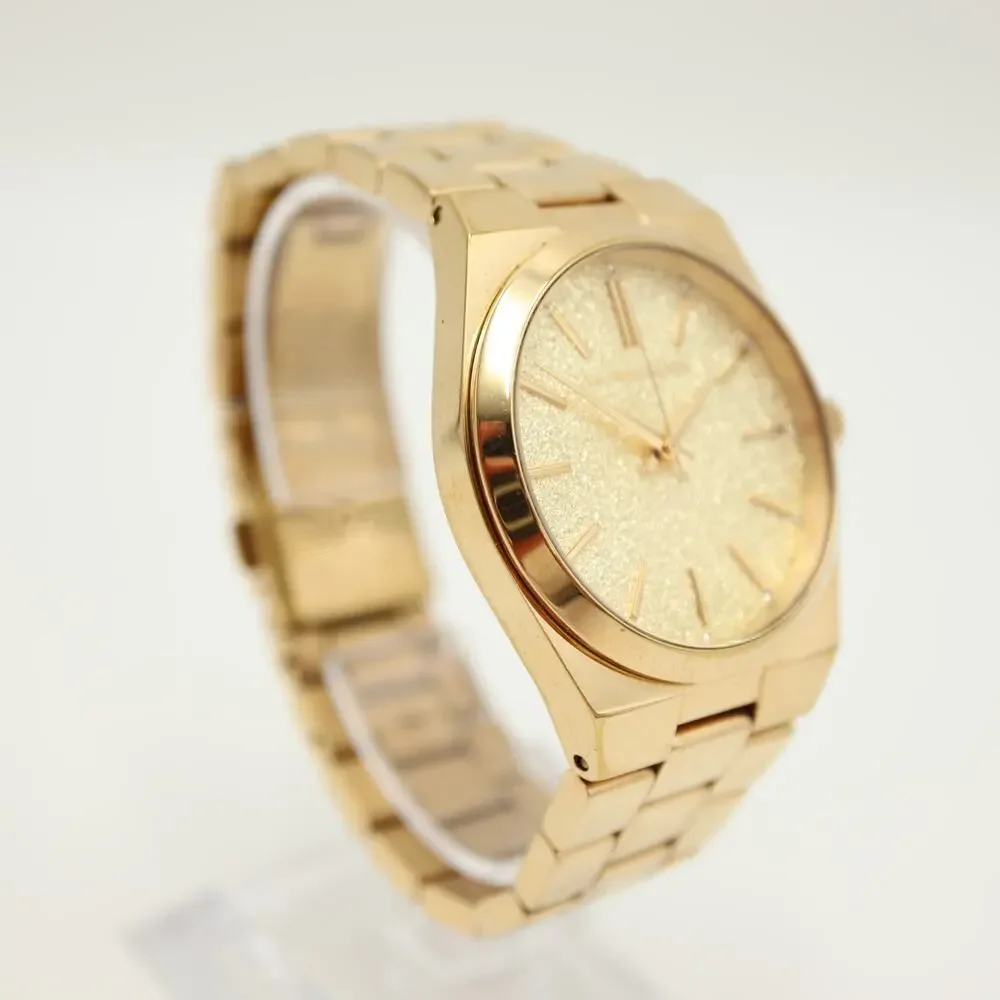 Michael Kors Channing Gold Tone Glitter 36mm Watch Steel MK6623 w New Battery